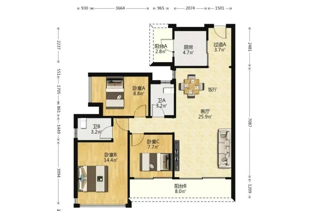 天河北二手房【协和新世界】108平，总价1045万！