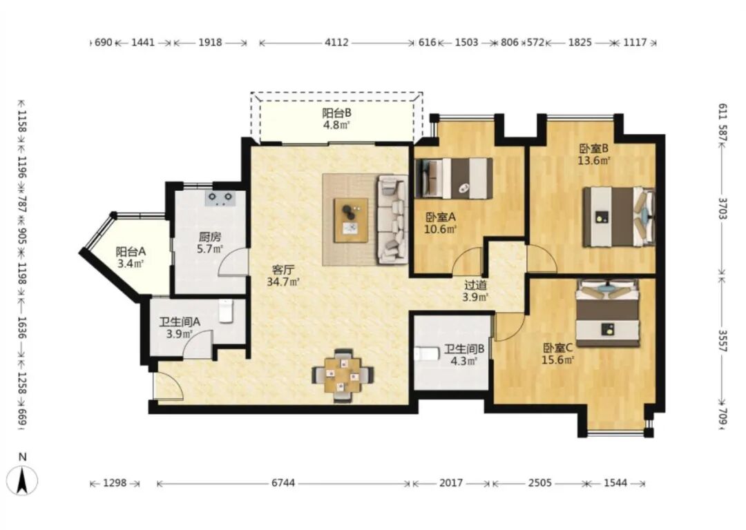 天河北二手房【伊顿18】127平，总价1180万！