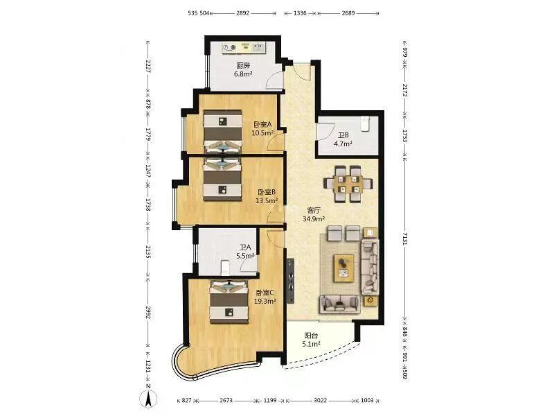 天河北二手房【芳草园】126平，总价1350万！