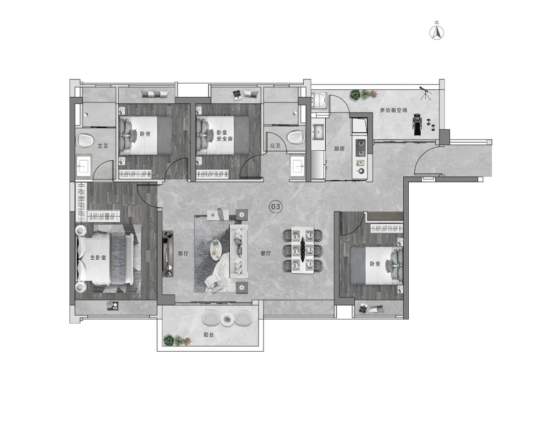 137㎡ 4+1房2厅2卫