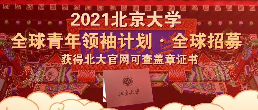 北大证书 | 所有高校大学生可报名北京大学全球青年领袖计划