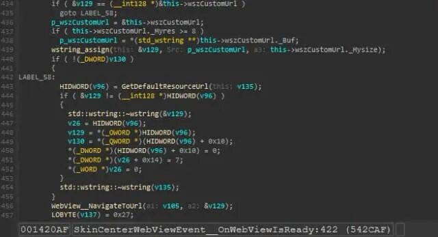 Figure 5. IDA snippet for the missing checks on the custom URL, showcasing direct navigation
