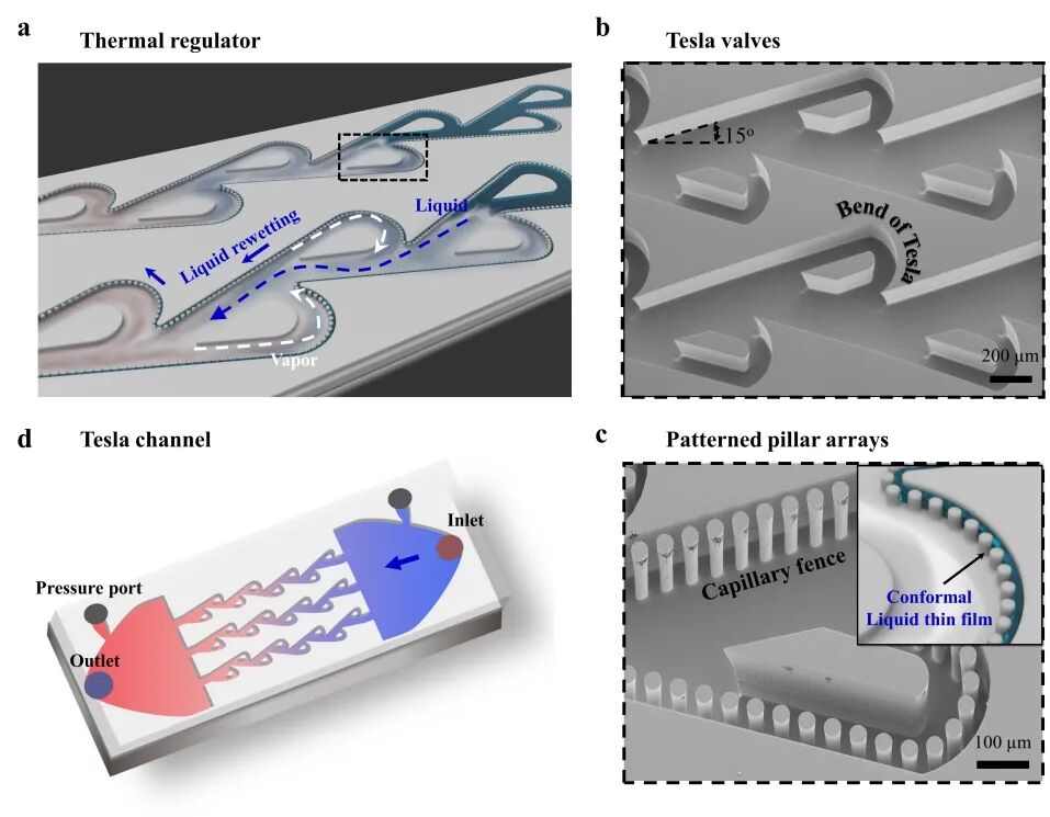 特斯拉阀协同毛细微栅栏结构热沉​的图3