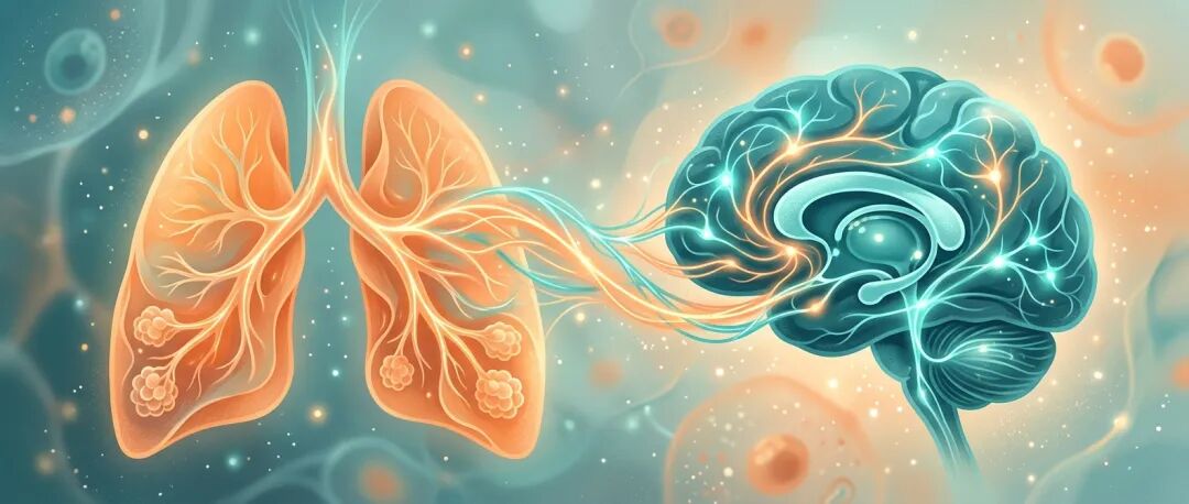 温暖的肺部与大脑抽象连接医学插画
