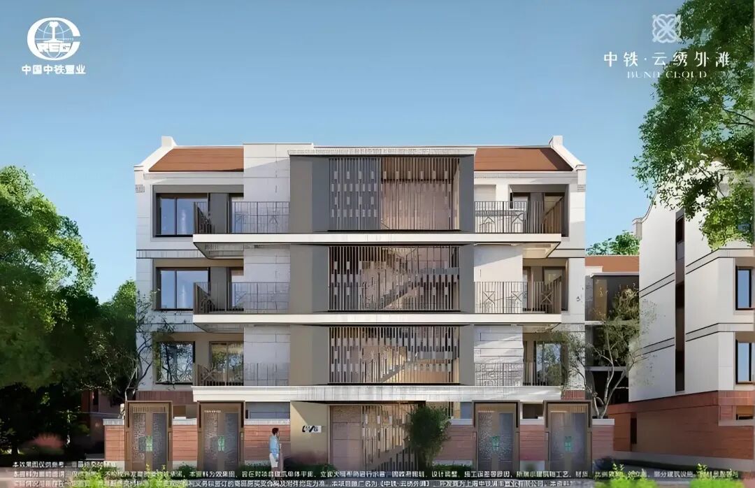 中铁云璟外滩立面细节，香槟金铝板与玻璃幕墙