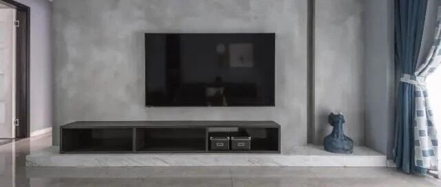 头次见这样的装修，电视墙用水泥做，走廊还能改书房，做法太机智