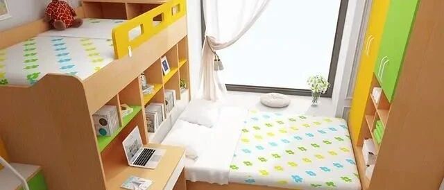 2个孩子怎么挤一间房？我家学国外这样做，把床错层摆超级省地方