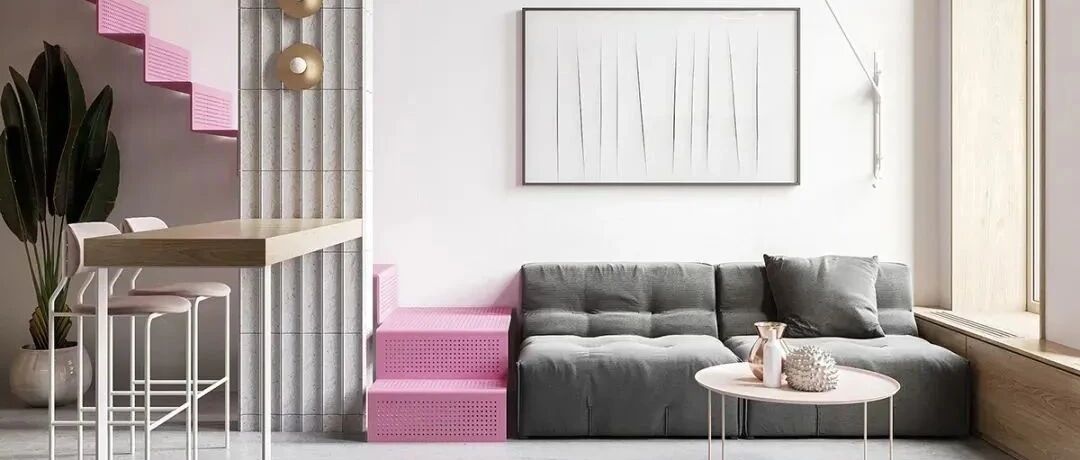 70㎡复式公寓俘获众多女性，粉色楼梯少女心满满，看了都心动