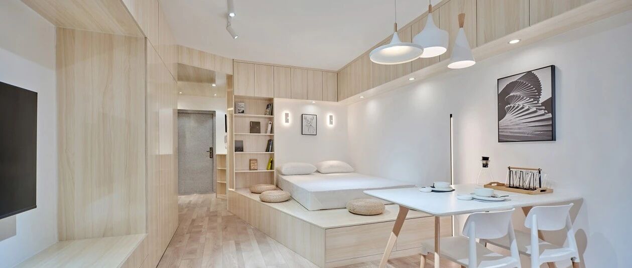 多功能客餐厅+书房+玄关：这个34m²的“袖珍原木屋”，爱了！