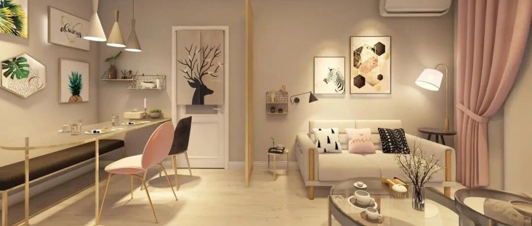 她只用5w，奶油色+暖灯，让58m²一居室小窝安静又迷人