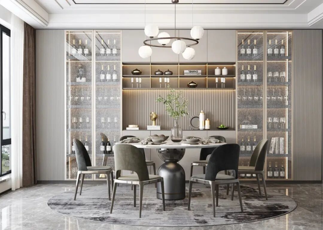 右都有其他功能区存在,这样酒柜区就会成为整个结合柜的主角,在餐厅中