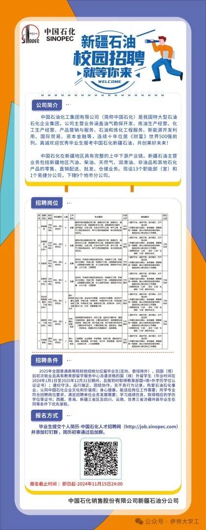 近期招聘 | 中国石化新疆石油校园招聘宣讲会
