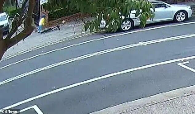 闭路电视拍摄到一名六岁男孩在祖母被打后跑去寻求帮助