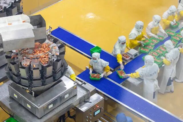 △肇庆恒兴水产预制菜加工中心生产线。赖家乐 摄