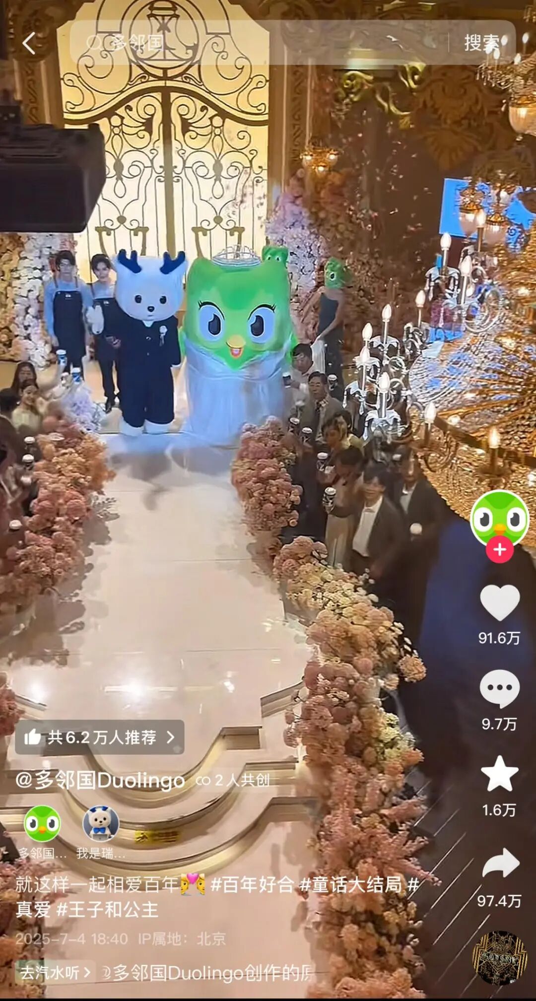 多邻国猫头鹰官宣结婚