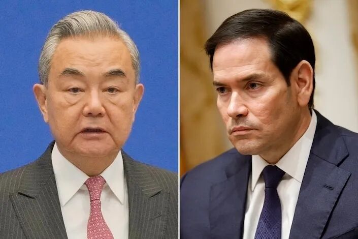Wang Yi (left) and Marco Rubio (right)
