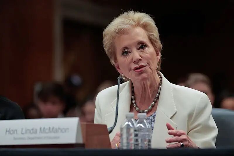 WASHINGTON, DC - JUNE 03: Education Secretary Linda McMahon testifies before the Senate Appropriations Committee's Labor, Health and Human Services, and Education Subcommittee about the proposed 15-percent cut to the Education Department's budget in the Dirksen Senate Office Building on Capitol Hill on June 03, 2025 in Washington, DC. President Donald Trump tasked McMahon with shutting down the Education Department, however, its FY2026 budget maintains spending levels for Title I and special education while slashing funding for Pell Grants and other programs for low-income students.  (Photo by Chip Somodevilla/Getty Images)
