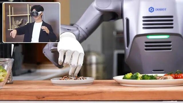全球首次，越疆发布几乎0延迟1800公里远程遥操控人形机器人做饭！