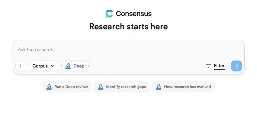 Consensus 首页产品功能截图
