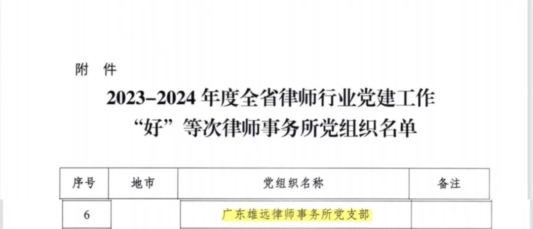 雄远党建｜党建引领创佳绩 再接再厉新起点——我所党支部在党建工作考核中被中共广东省律师行业委员会评为“好”等次