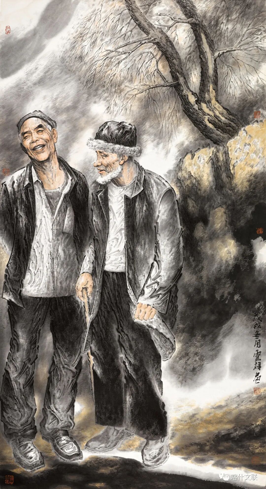 《卖奶茶的夫妇》《舞  者》《远山祥云》《故城斜阳》《枯木逢春》