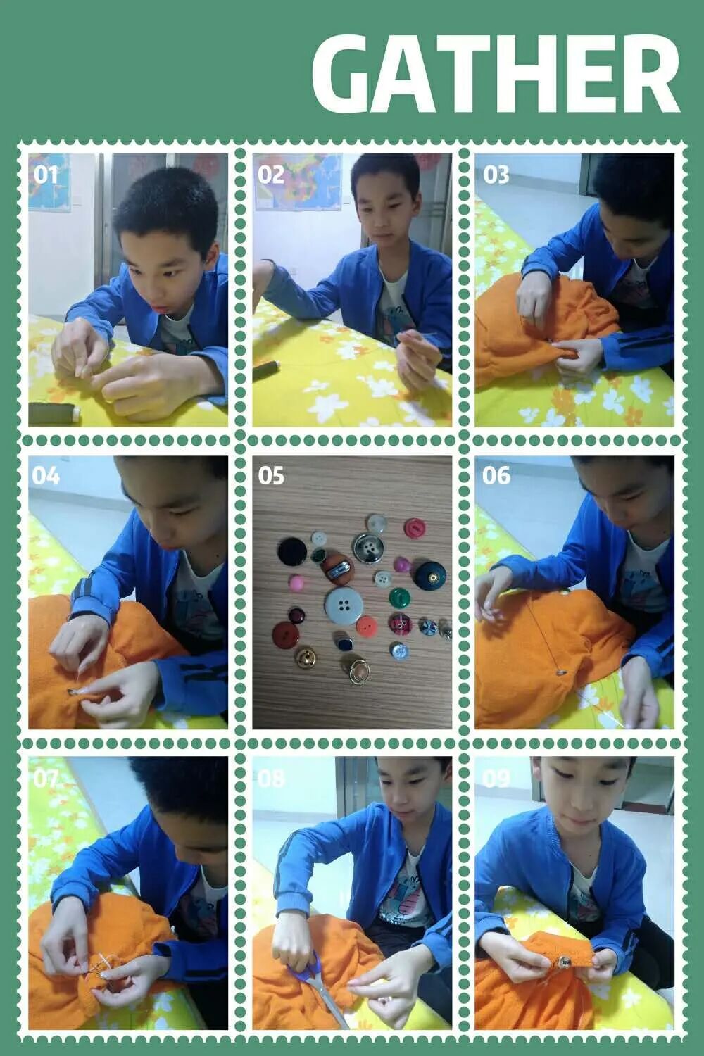 钉纽扣的步骤_钉纽扣步骤文字_钉纽扣步骤图