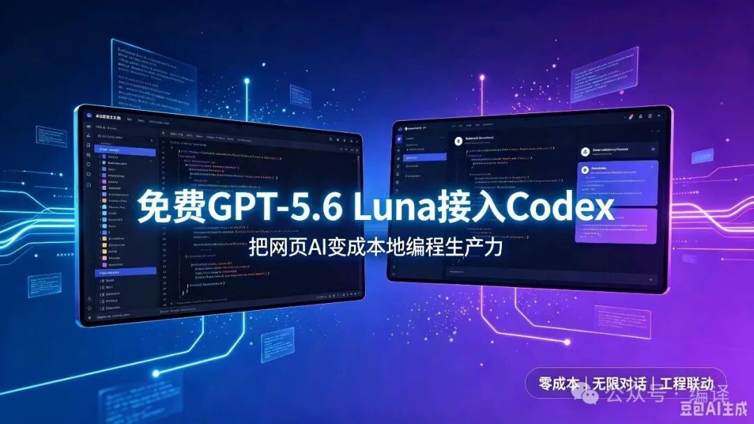 免费GPT-5。6 Luna接入Codex教程：无限次本地编程开发工具