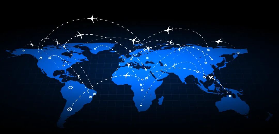 Map of airplanes traveling across the globe