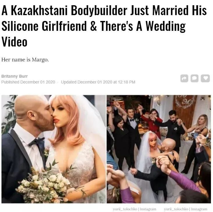 哈萨克斯坦健美运动员与情趣娃娃的爱情故事登上国际媒体头版