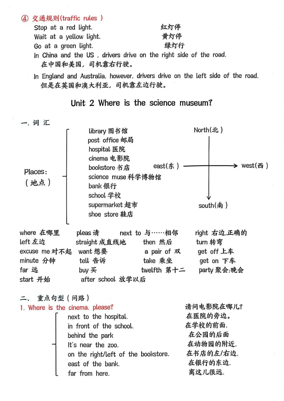 2025年六年级上册人教版英语《1-4单元必考知识点总结》（共5页），电子版可下载打印