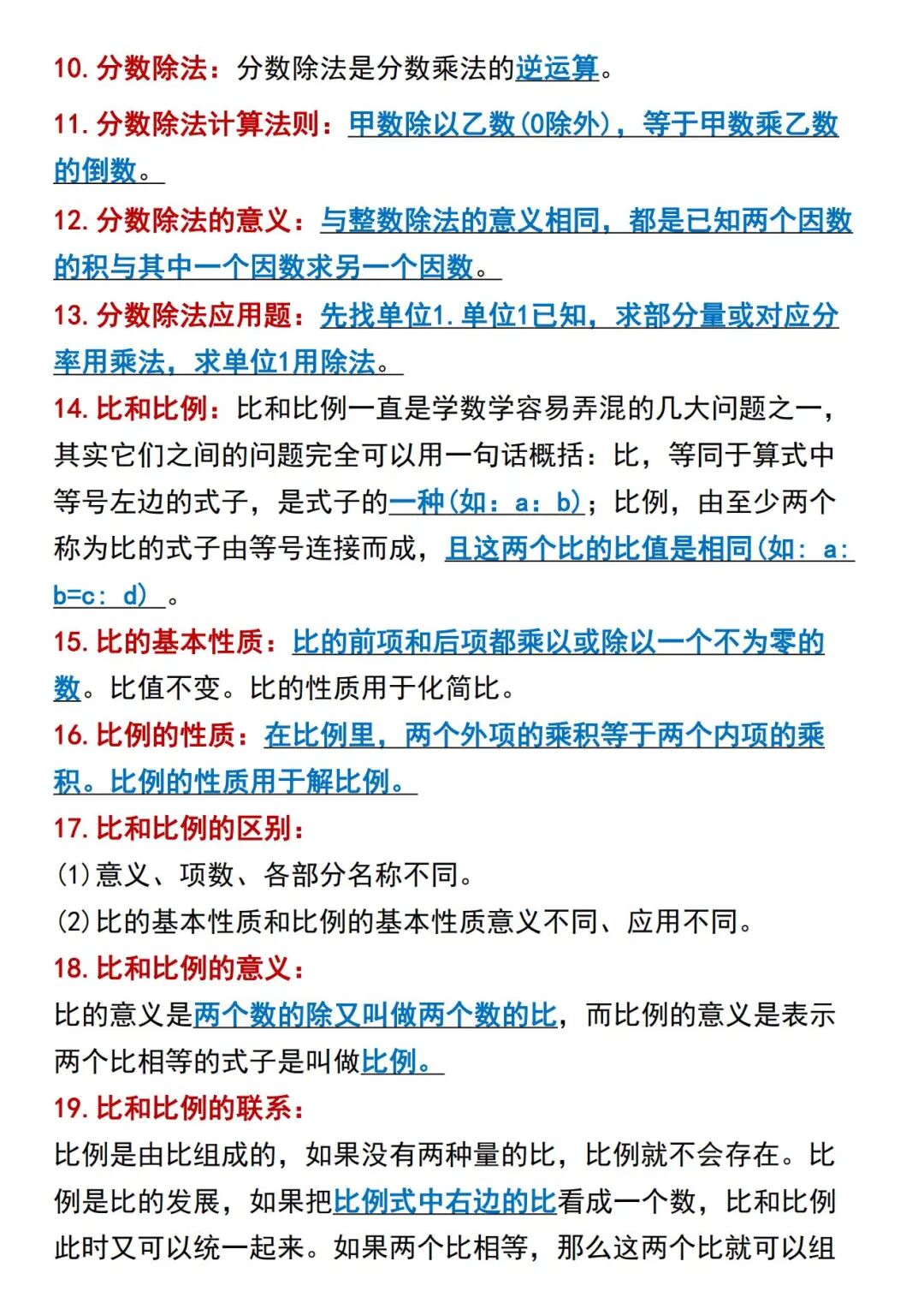 2025年六年级上册数学《必背公式+知识点归纳》（共9页），电子版可下载打印