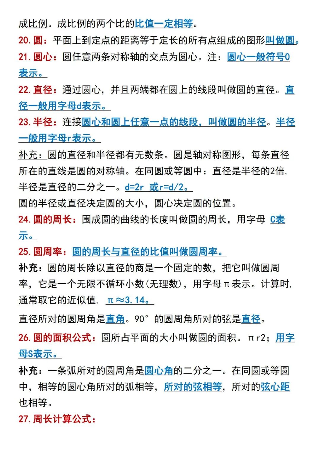 2025年六年级上册数学《必背公式+知识点归纳》（共9页），电子版可下载打印