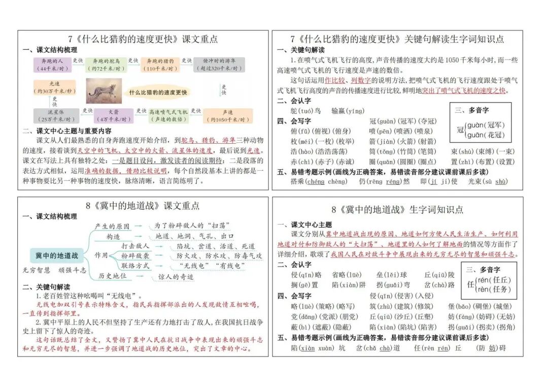 2025年五年级上册语文《课课贴》（共12页），电子版可下载打印