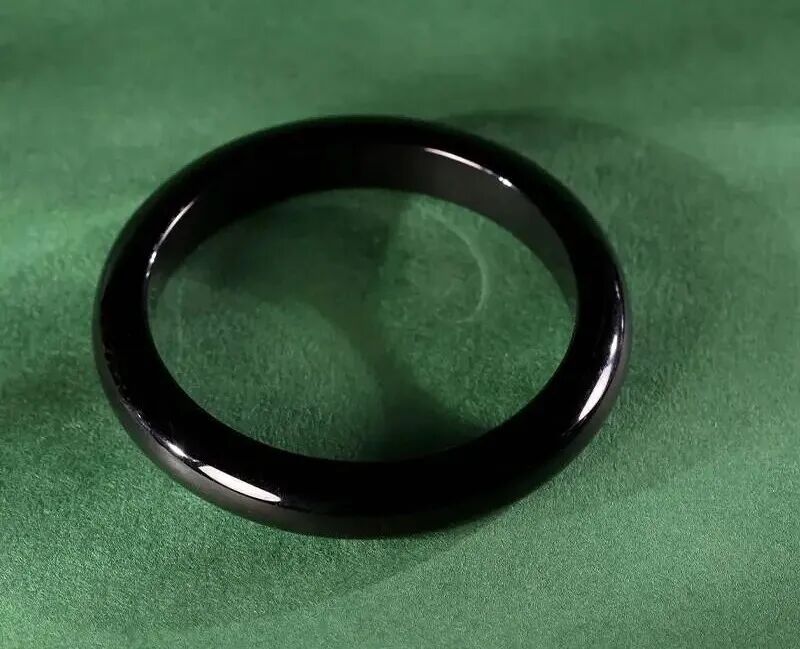 新疆和田玉纯墨黑青籽料 手镯 54.5mm圈口