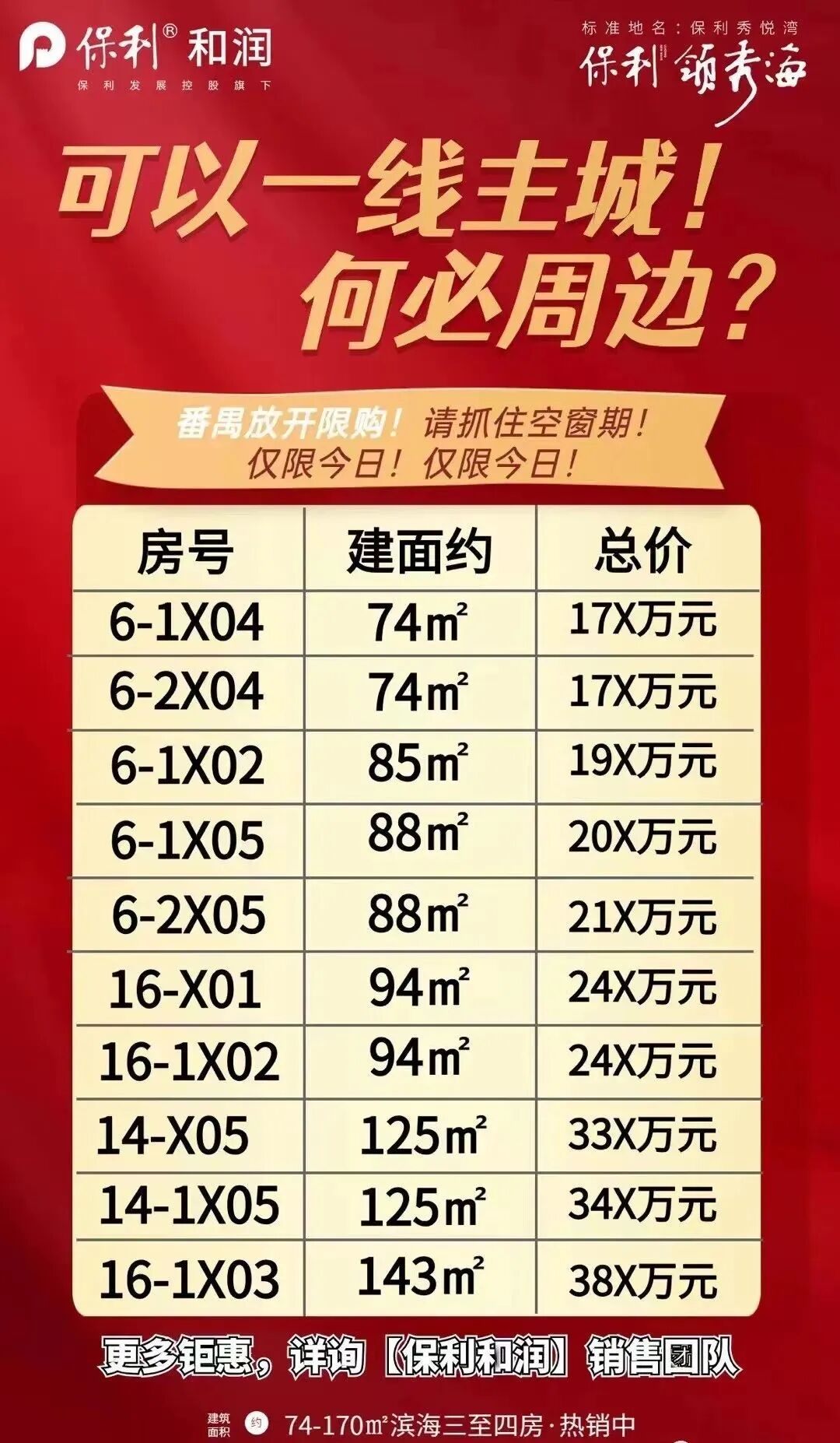 番禺不限购，保利领秀海评测：加推10套一口价，17X万起！