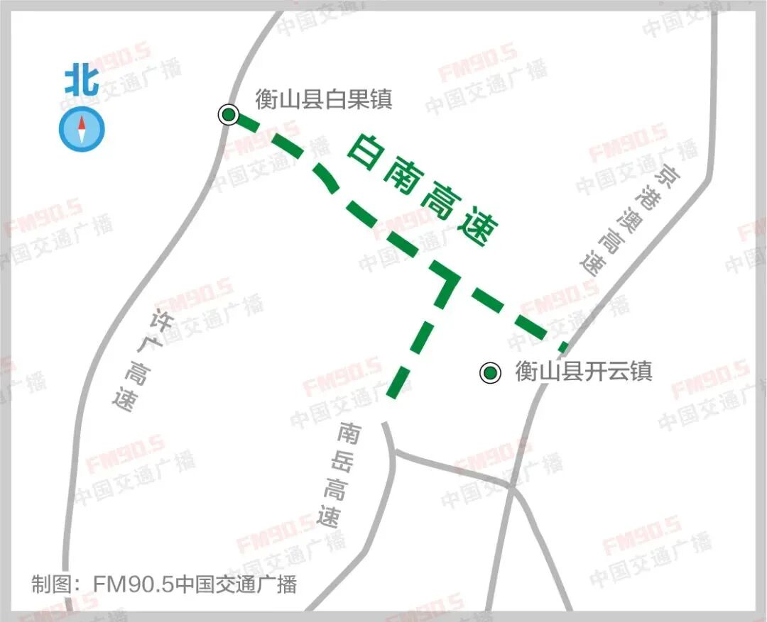 主线和衡山支线均釆用四车道高速公路标准建设,设计速度釆用 100公里