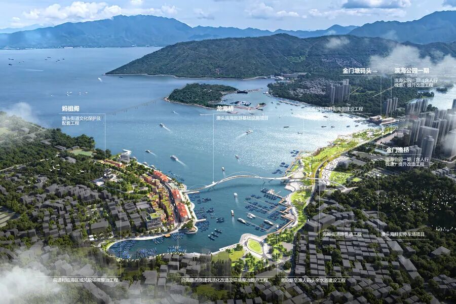 大亚湾滨海岸线整治提升工程整体效果图。