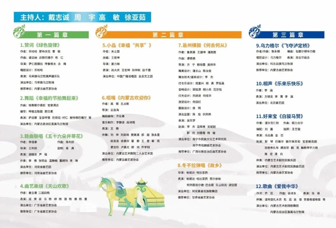 第九届全国少数民族曲艺展演开幕式节目单来啦 第7张