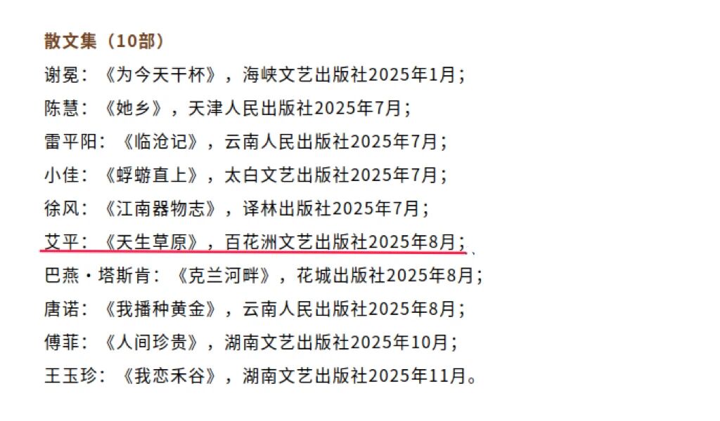 艾平、海勒根那作品入围中国当代文学研究会年度榜单（2025） 第1张