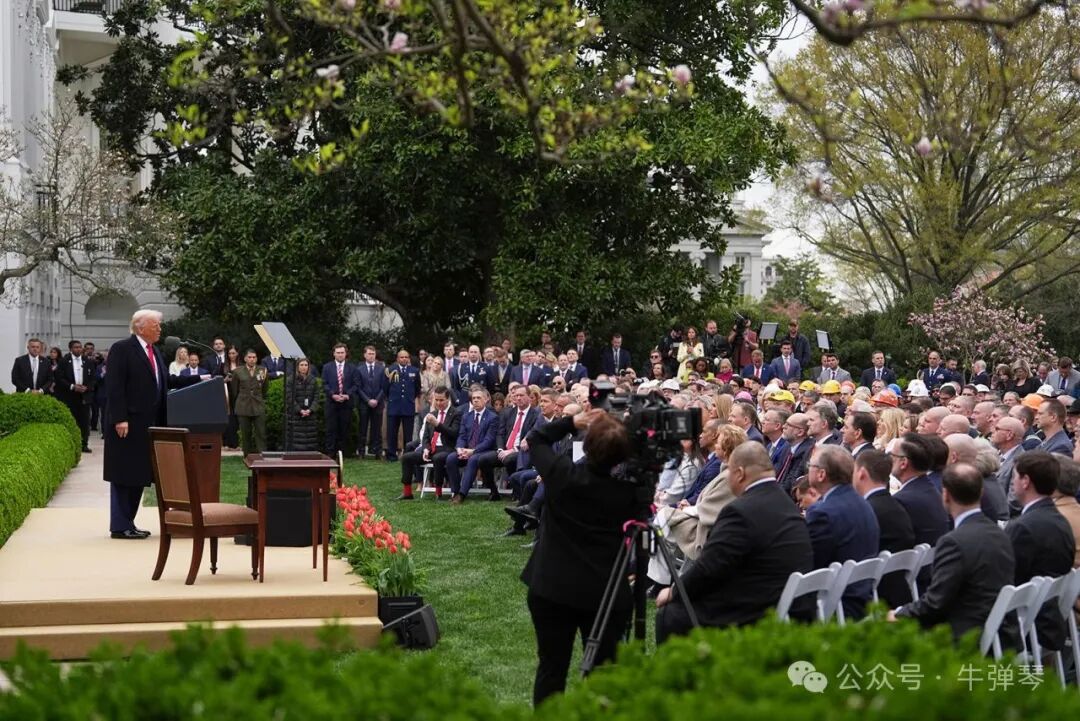 唐纳德·特朗普总统周三在白宫玫瑰园宣布新关税的活动中发表讲话。