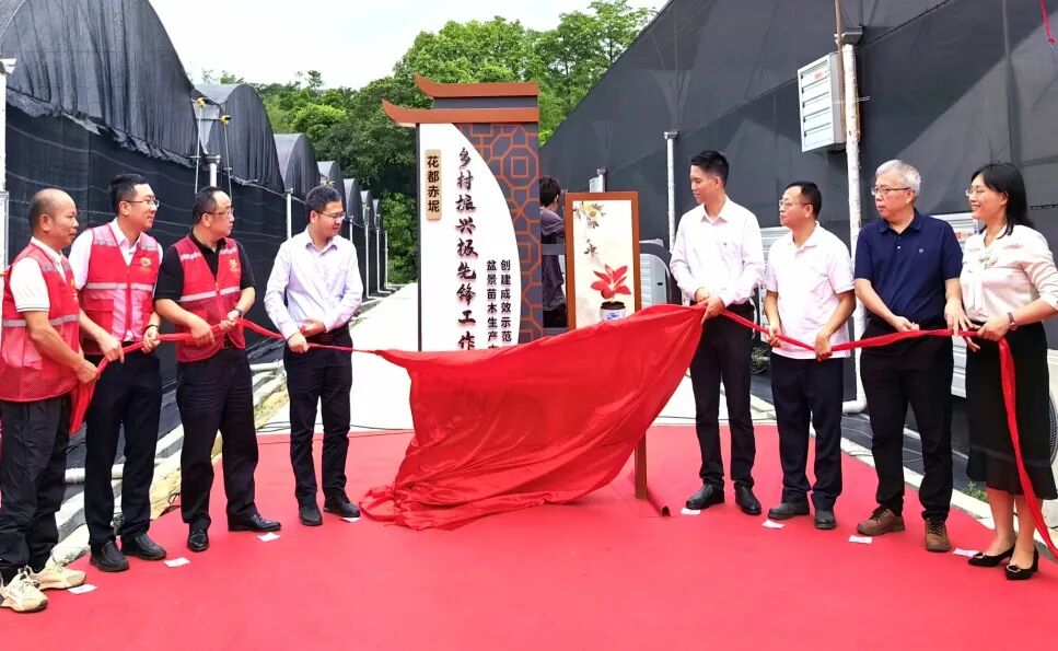 赤坭镇"乡村振兴极先锋"工作室瑞岭盆景苗木生产中心揭牌