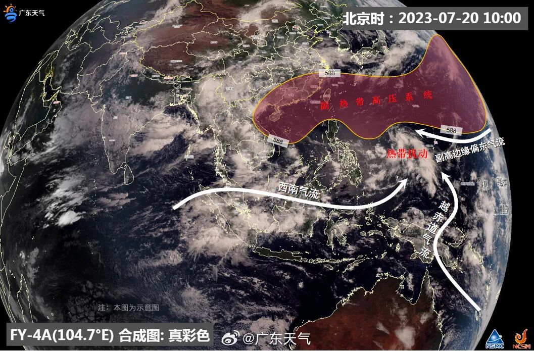 7月20日10时风云4号卫星云图↑