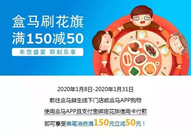 花旗银行 盒马鲜生单笔消费满150立减50元 三龙联盟 微信公众号文章阅读 Wemp