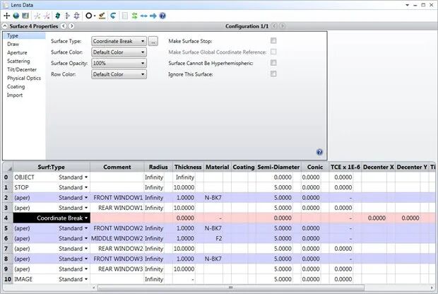 Set the Surface Type to Coordinate Break