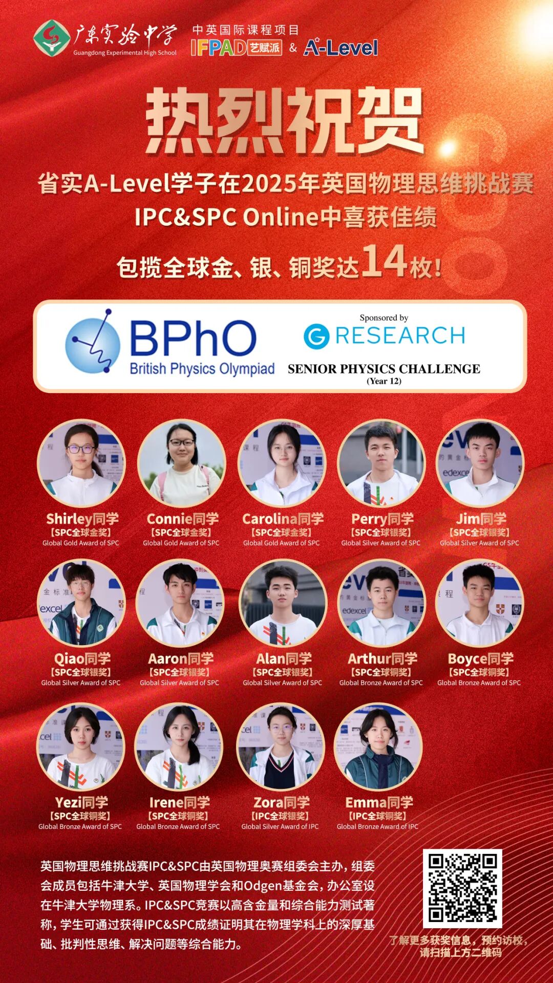  省实A-Level学子部分优异成绩展示8