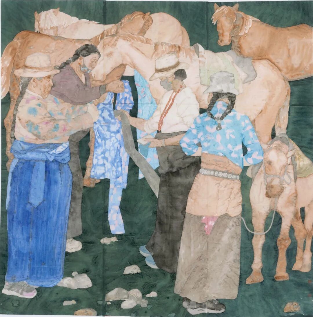 苏国强  2023年  草原牧女190cm×190cm纸本设色.jpg