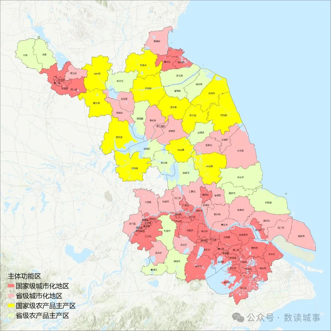 江苏省55区21市19县的主体功能