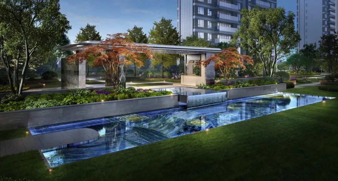 ▍光华天玺园林景观效果图地面的人行入户,地下的车库入户,都设置了大
