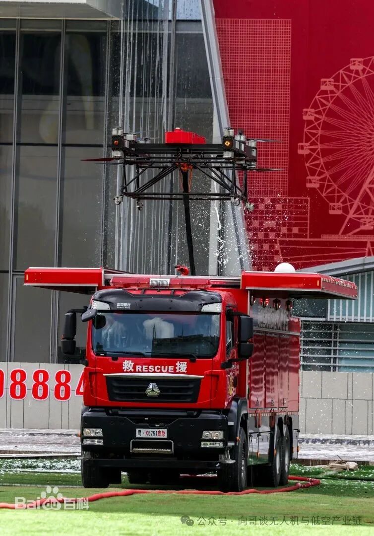 山河星航系留无人机消防车参与演习