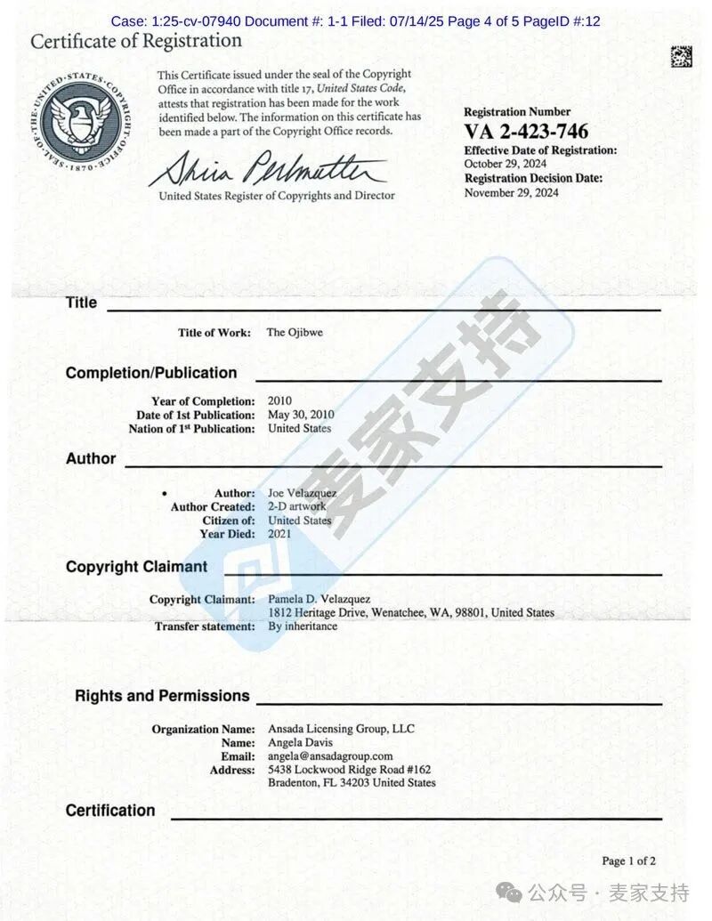 5-cv-07940，从Lisa到Joe，Keith律所连环出击，历史主题画正维权"